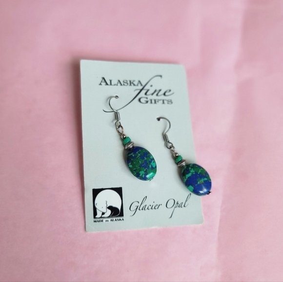Alaska Fine Gifts Jewelry - New Glacier Opal Earrings - Blue and Green